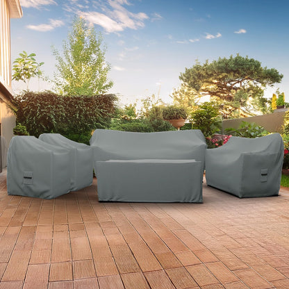 Patio Furniture Cover Set, 5 Piece Outdoor Furniture Covers, Water-Repellent UV & Weather-Resistant Covers for Sofa, Loveseat, Chairs & Coffee Table with Elastic & Padded Handles