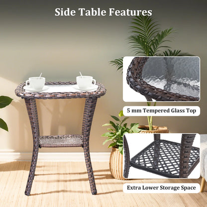 9-Piece Outdoor Patio Furniture Set with Fire Pit Table,Swivel Chairs and 6" Thick Cushions,Sectional Sofa and Ottomans,Patio Conversation Set for Porch Deck Garden Backyard