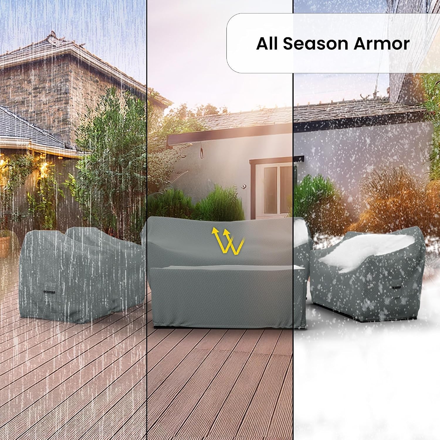 Patio Furniture Cover Set, 5 Piece Outdoor Furniture Covers, Water-Repellent UV & Weather-Resistant Covers for Sofa, Loveseat, Chairs & Coffee Table with Elastic & Padded Handles