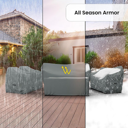 Patio Furniture Cover Set, 5 Piece Outdoor Furniture Covers, Water-Repellent UV & Weather-Resistant Covers for Sofa, Loveseat, Chairs & Coffee Table with Elastic & Padded Handles