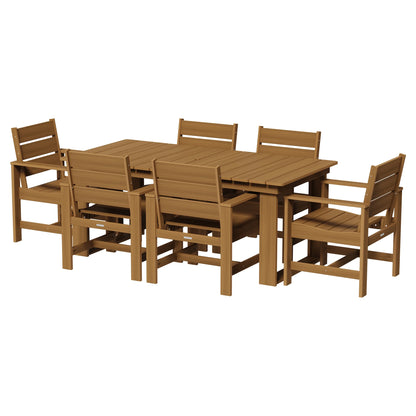 Ezra 7-Piece Outdoor HDPE Dining Set, Teak