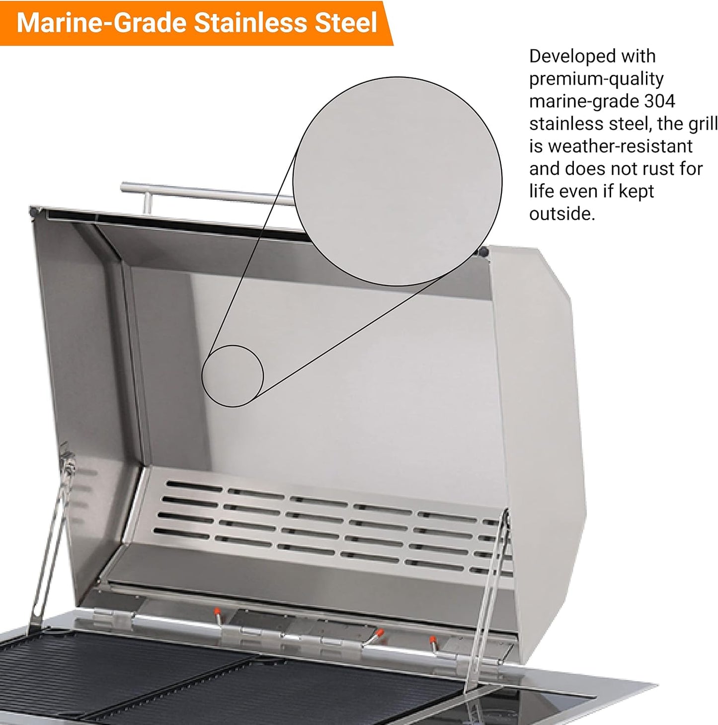 Texan Built-In Electric Grill with Faceted Single Piece Lid and Standard Lite Touch Control, Stainless Steel Body, Ul-Approved for Use Indoors and Outdoors, No-Flame Grill, 240 Volts