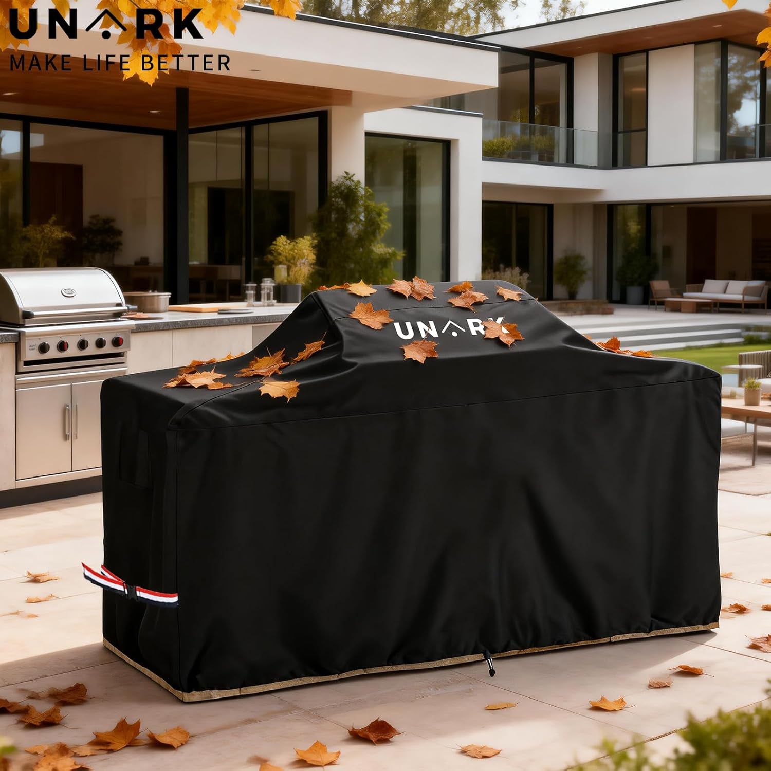 110 Inch Extra Large Grill Cover Kitchen Island Cover Large Island Grill Cover for Outdoor Grill Outdoor Kitchen Cover Heavy Duty Waterproof 110" L X 44" W X 48" H, Black