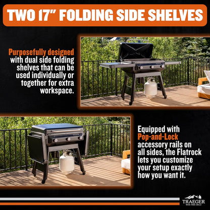 Traeger Grills Flatrock, 33 Inch Flat Top Griddle, Outdoor Gas Grill with 3-Zone Truzone Cooking, Even Heat, Fuel Sensor, and Ez-Clean Grease Management, Premium Propane Griddle for Outdoor Cooking