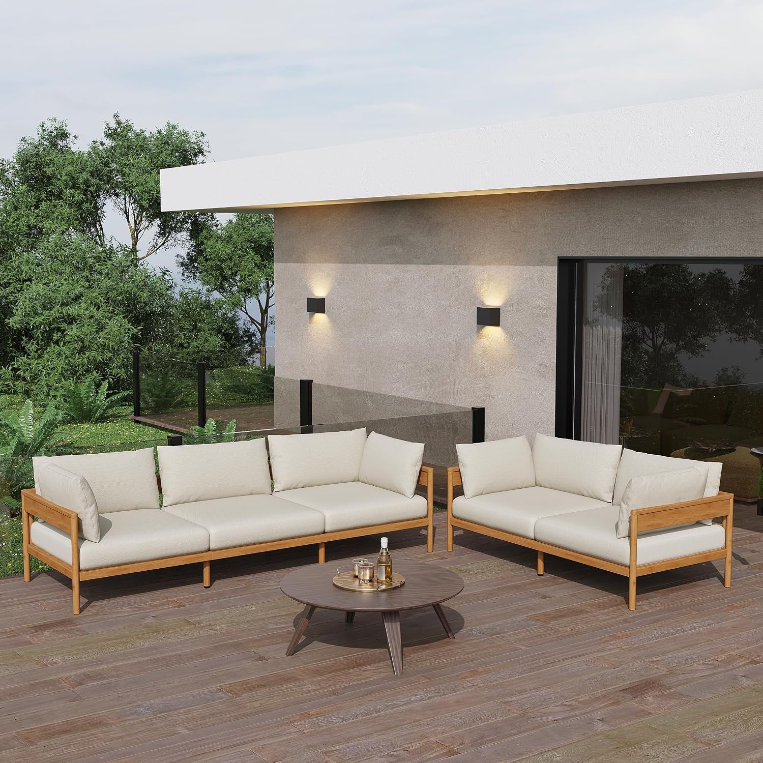 Vento Patio Outdoor Couch, 3-Seat | All-Weather Aluminium Frame, Water-Resistant Olefin Cushions, Patio Conversation Sets for Backyard, Garden, Porch