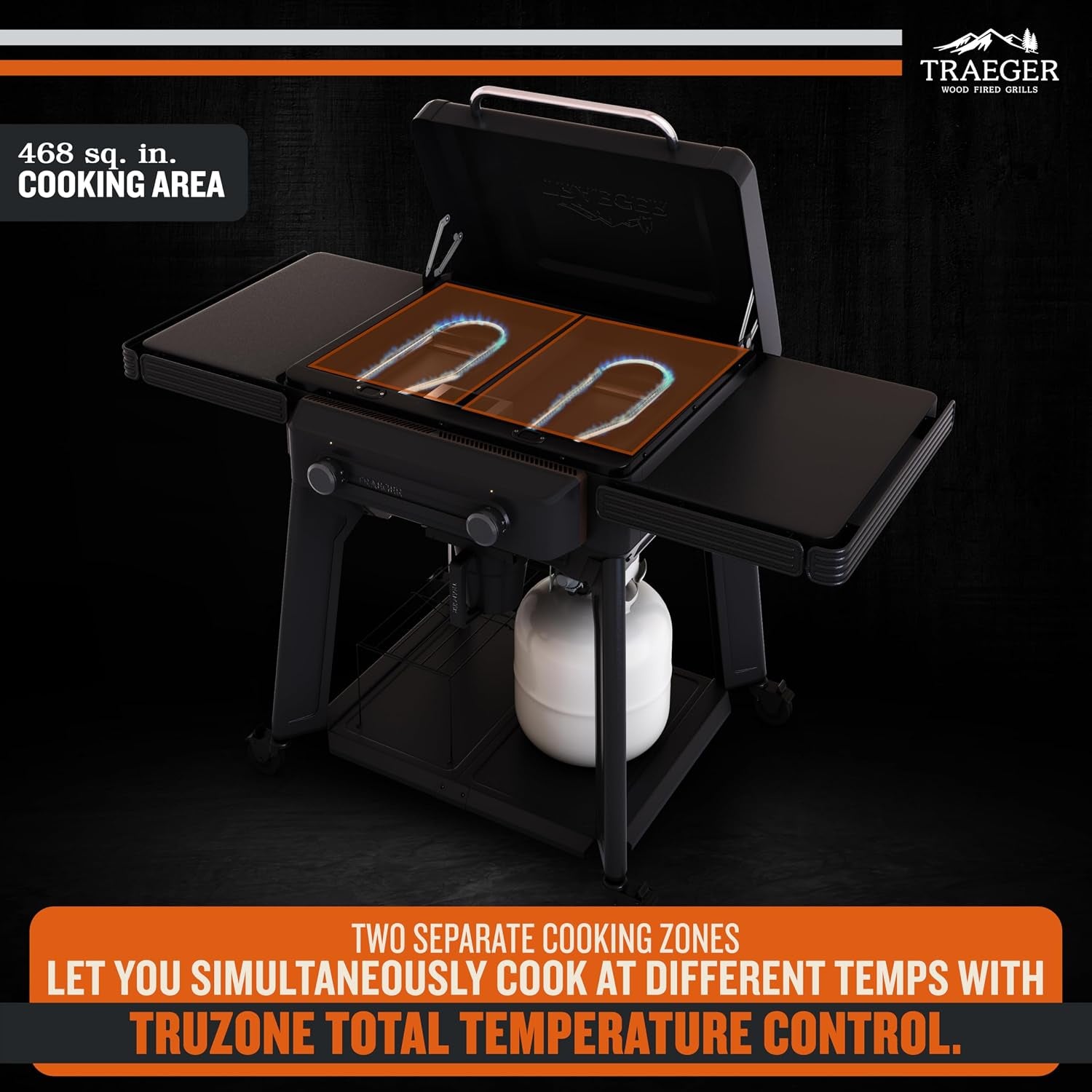 Traeger Grills Flatrock 2 Zone, 26-Inch Flat Top Griddle, Outdoor Gas Grill with Dual-Zone Truzone Cooking, Even Heat, and Ez-Clean Grease Management, Premium Propane Griddle for Outdoor Cooking