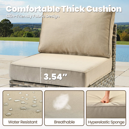 8 Pieces Patio Furniture Set, All Weather Wicker Patio Conversation Set with Swivel Chairs, Outdoor Furniture with Ottoman for Garden, Beige