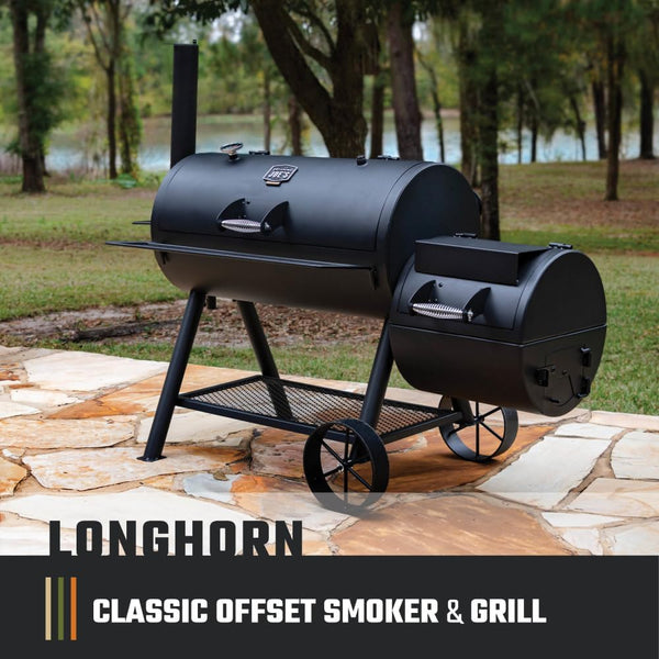 Offset Charcoal Smoker and Grill with 1060 Sq. In. Cooking Area in Black