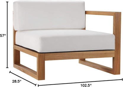 EEI-4257-NAT-WHI-SET Upland Patio Teak Wood 4-Piece Furniture Set, Natural White