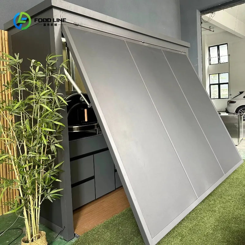 Premium Weatherproof Outdoor Kitchen Set Stainless Steel Grills Sink and Fridge Cabinets & Custom Aluminum Pavilion