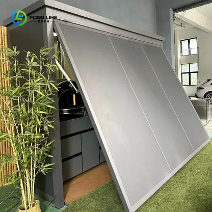 Premium Weatherproof Outdoor Kitchen Set Stainless Steel Grills Sink and Fridge Cabinets & Custom Aluminum Pavilion