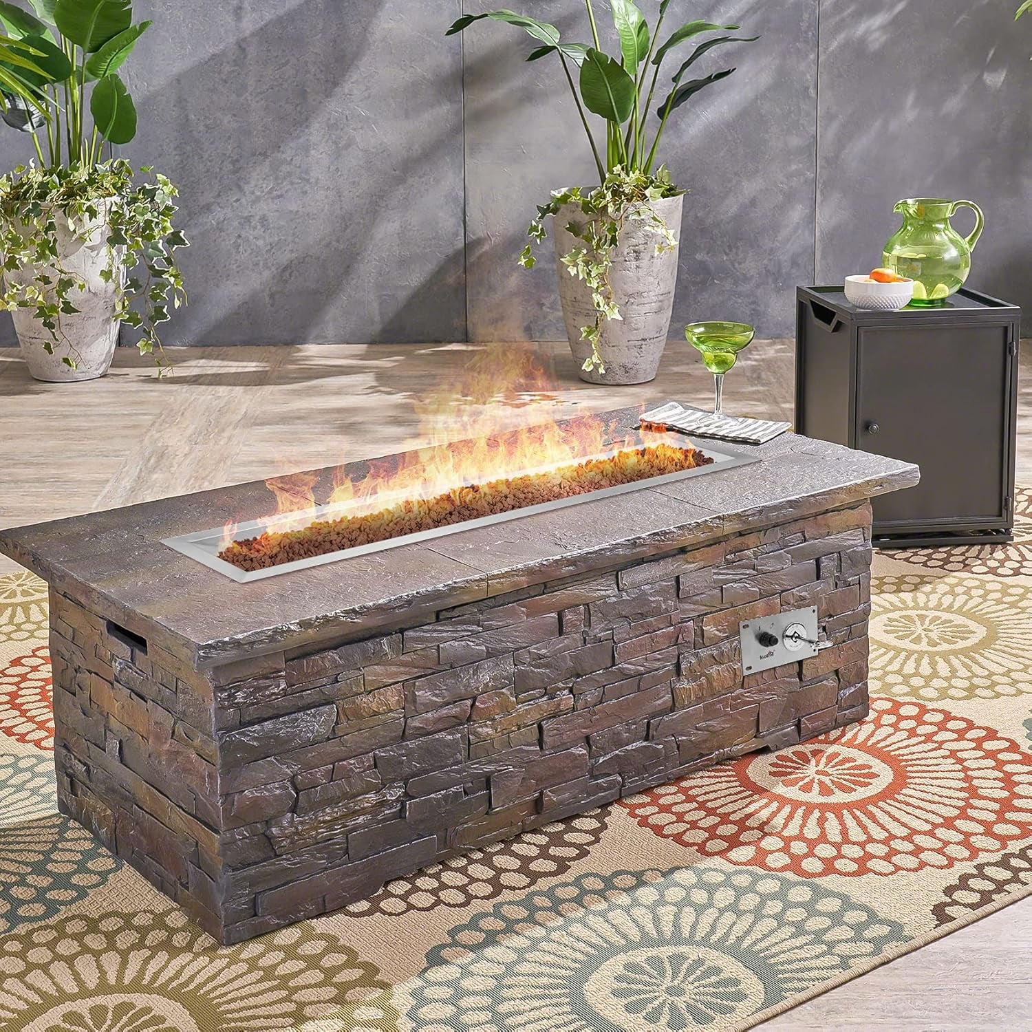 48 X 6 Inch Linear Fire Pit Burner with Spark Ignition Kit | Natural Gas Stainless Steel Gas Fire Pit Kit Insert for DIY Fireplace, 91,000 BTU'S Max
