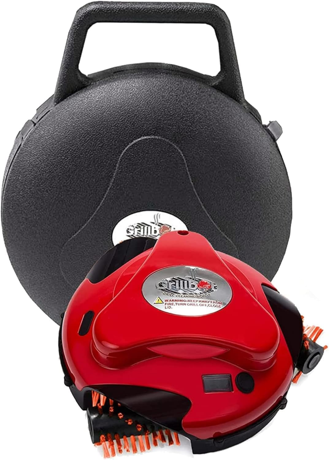 Automatic Grill Cleaning Robot with Nylon Brushes, Electric BBQ Cleaner Brush with Motorized Power, Cordless Rechargeable Grill Scrubber for Outdoor Grills (Red and Case)